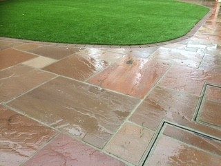 Patio and artificial lawn