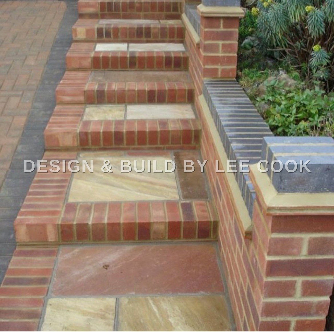 Brick steps and planters